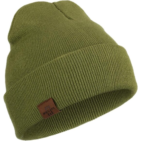 Men and Women Light Green Acrylic Stretchy Daily Knit Warm Winter Beanie Hats - Picture 1 of 6